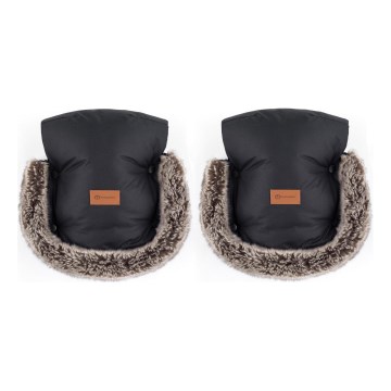 PETITE&MARS - Kinderwagen handwarmer FURRY Forever Black