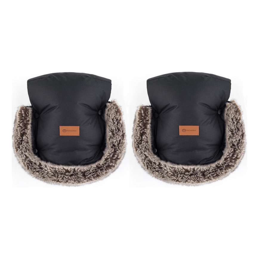 PETITE&MARS - Kinderwagen handwarmer FURRY Forever Black