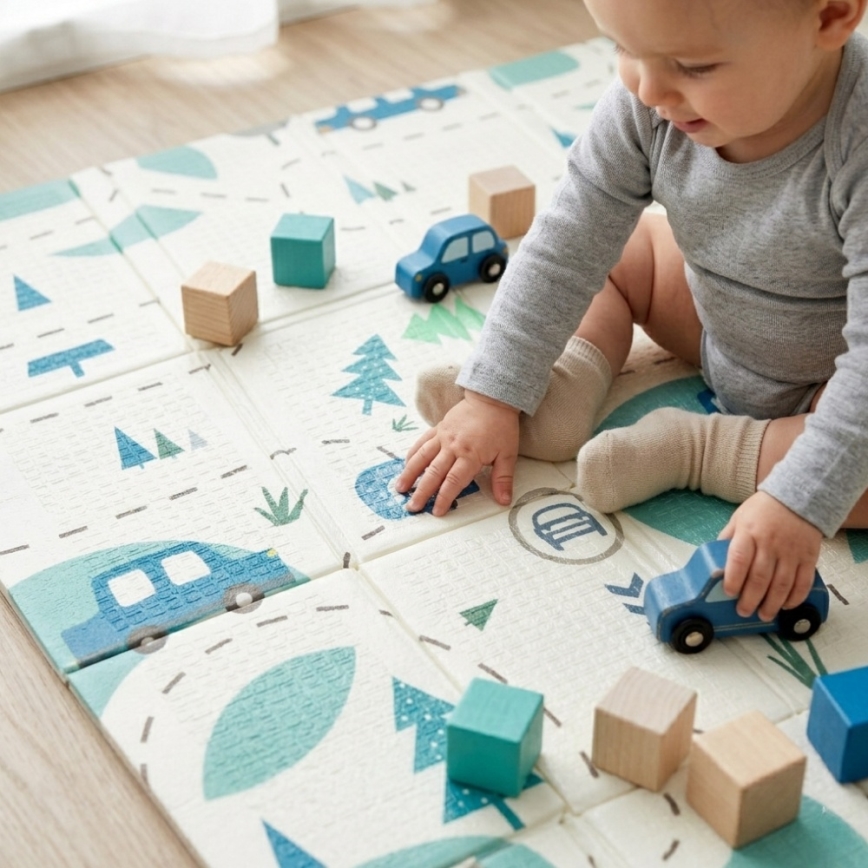 PETITE&MARS - Opvouwbare speelmat CAMPY Cars&Arabesca