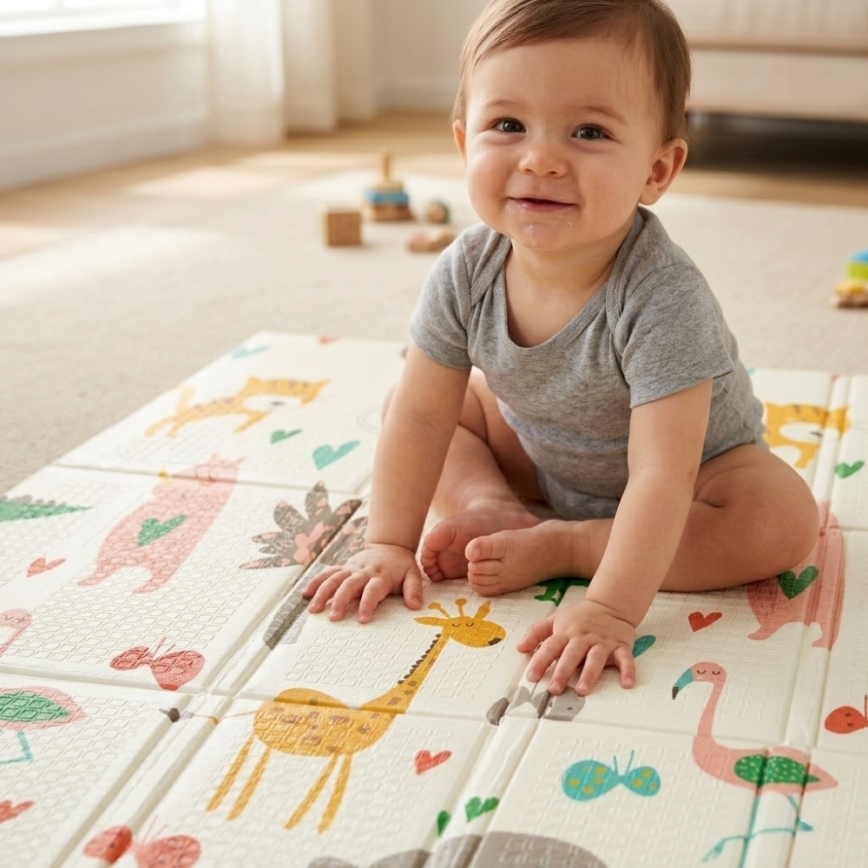 PETITE&MARS - Opvouwbare speelmat CAMPY Dieren&Hexagon