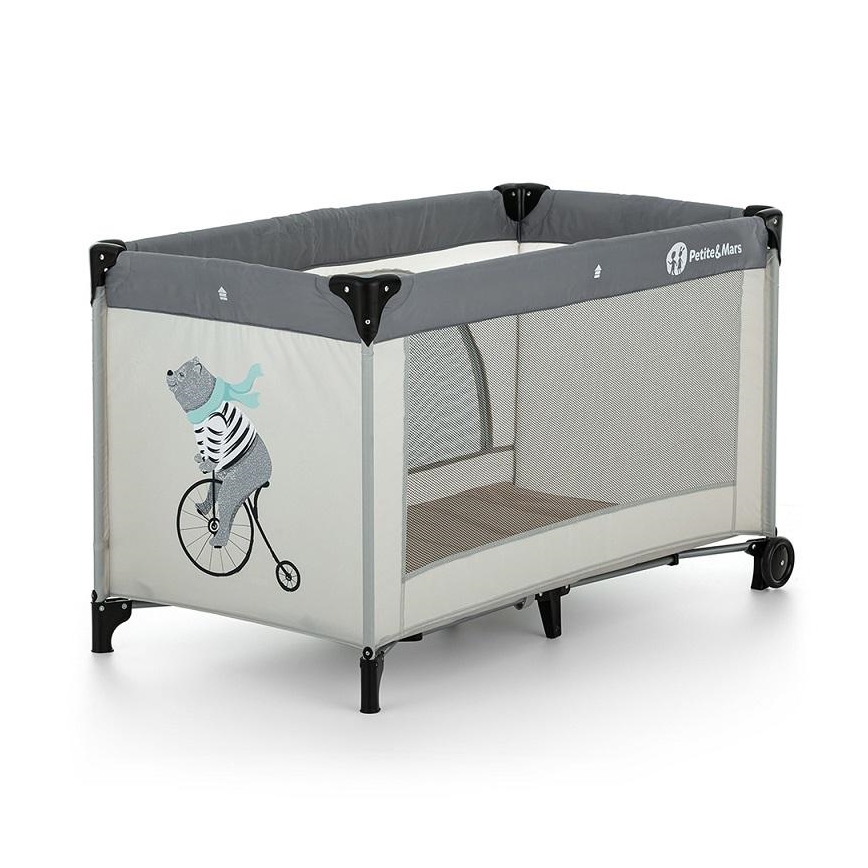 PETITE&MARS - Reisbedje NYJA TEDDY BIKER grijs/beige