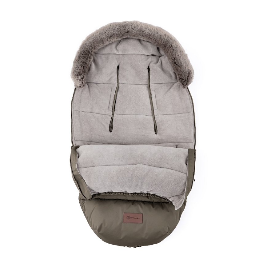 PETITE&MARS - SET Kinder-voetenzak 4-in-1 COMFY + handverwarmers voor kinderwagen FURRY Mocha Mousse