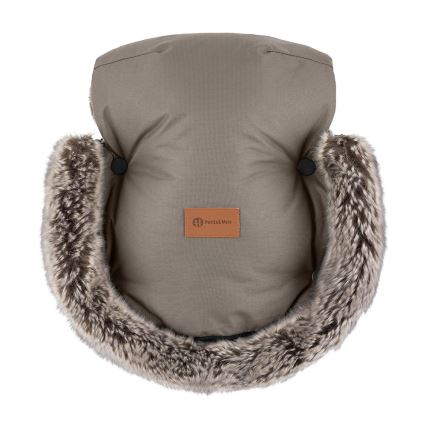 PETITE&MARS - SET Kinder-voetenzak 4-in-1 COMFY + handverwarmers voor kinderwagen FURRY Mocha Mousse