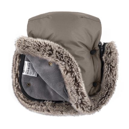 PETITE&MARS - SET Kinder-voetenzak 4-in-1 COMFY + handverwarmers voor kinderwagen FURRY Mocha Mousse