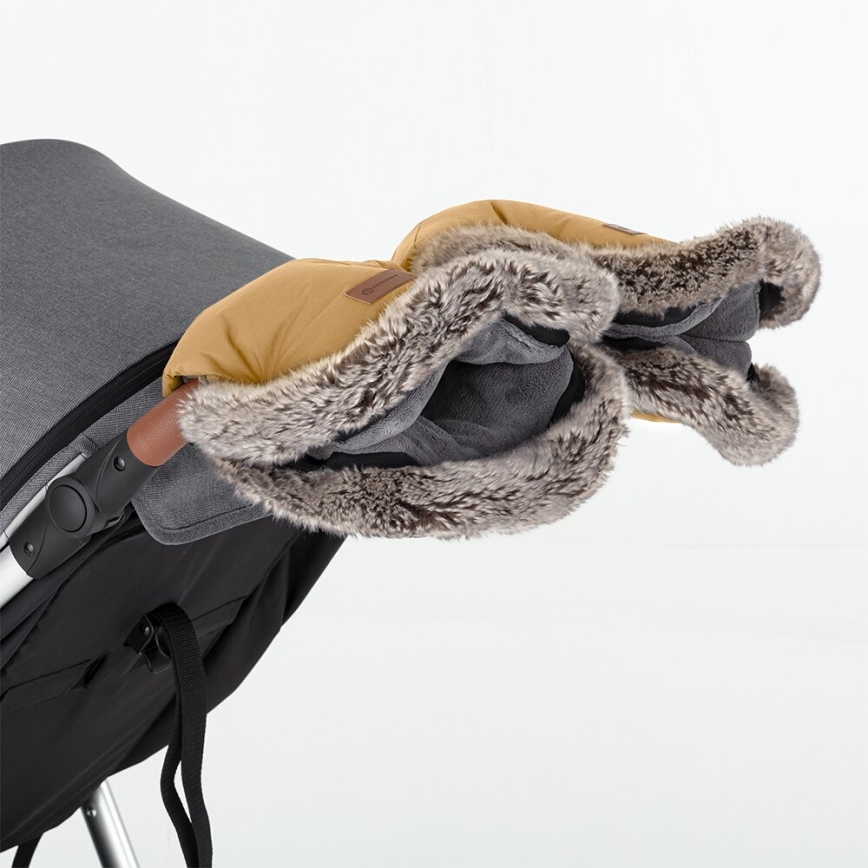 PETITE&MARS - SET Baby voetenzak 4in1 ARCTIC + stroller hand muffs FURRY Elegant Caramel