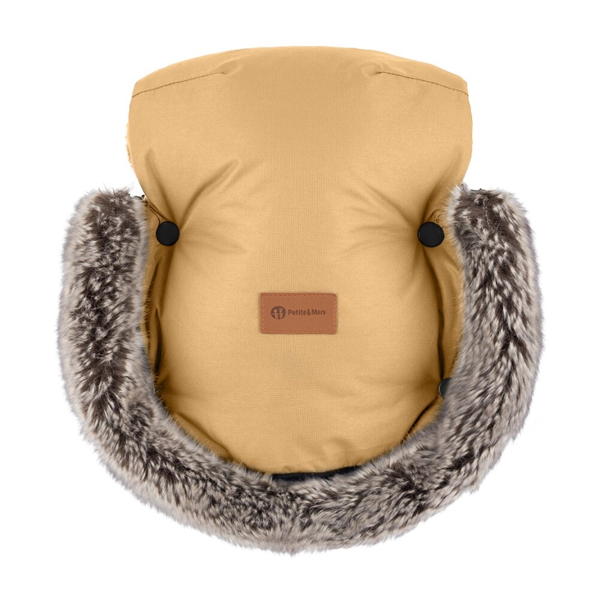 PETITE&MARS - SET Baby voetenzak 4in1 ARCTIC + stroller hand muffs FURRY Elegant Caramel