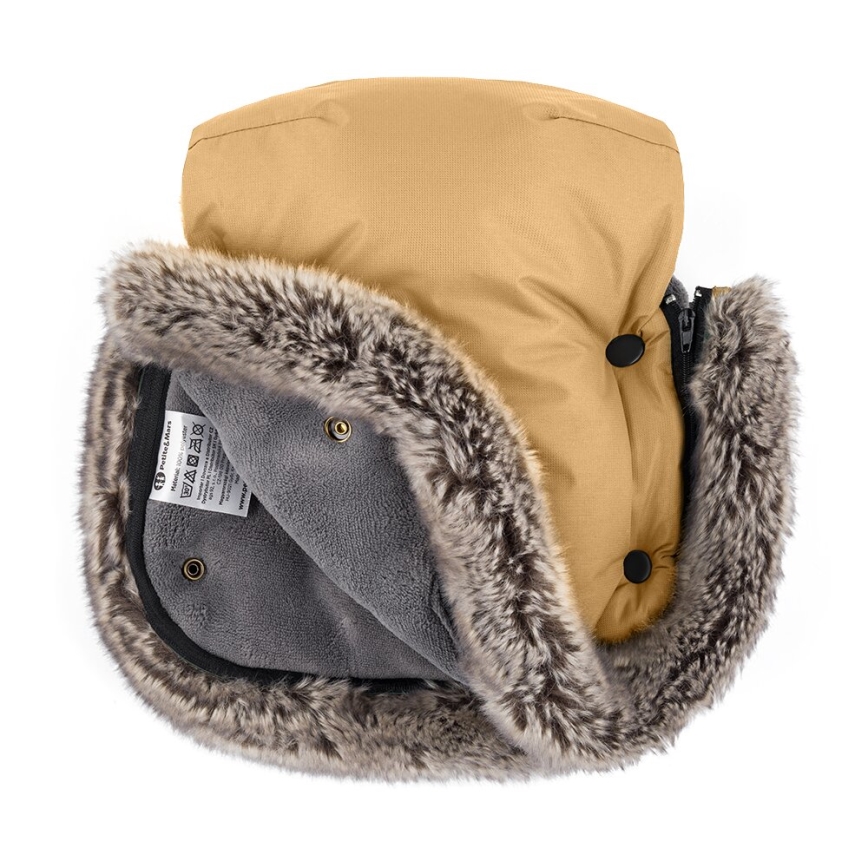 PETITE&MARS - SET Baby voetenzak 4in1 ARCTIC + stroller hand muffs FURRY Elegant Caramel