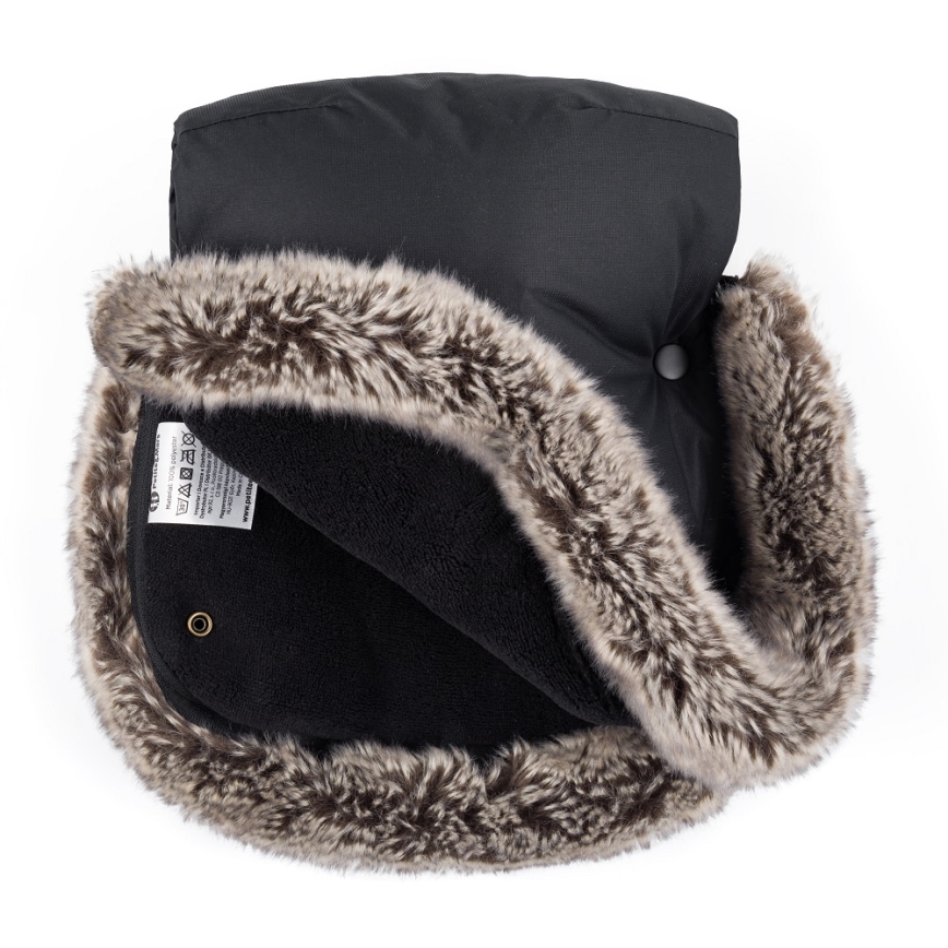 PETITE&MARS - SET Baby voetenzak 4in1 ARCTIC + stroller hand muffs FURRY Forever Black