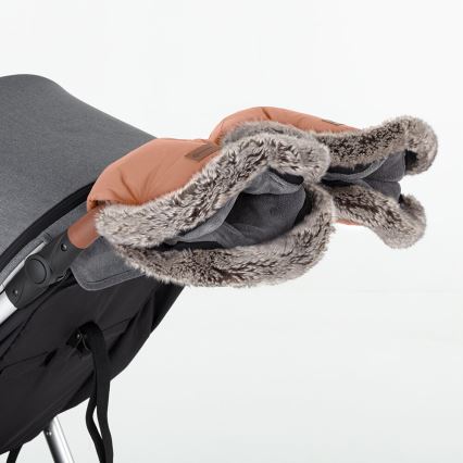 PETITE&MARS - SET Baby voetenzak 4in1 ARCTIC + stroller hand muffs FURRY Pastel Peach