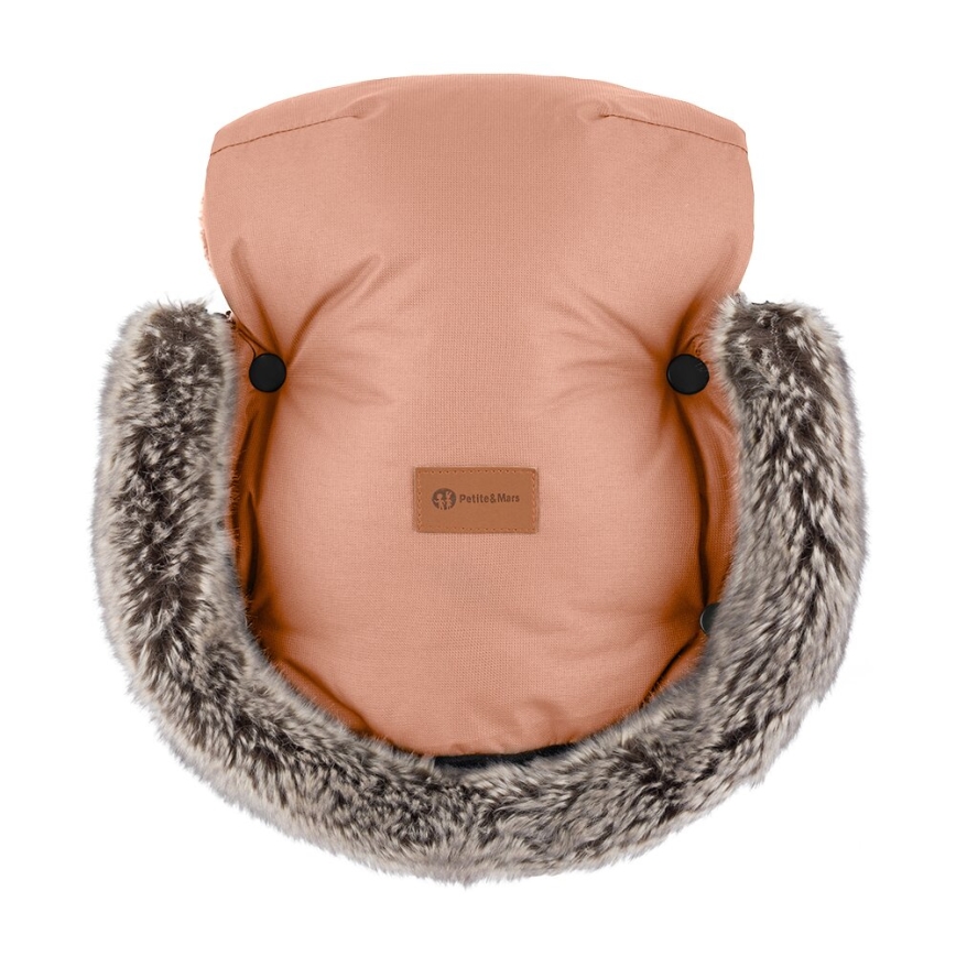 PETITE&MARS - SET Baby voetenzak 4in1 ARCTIC + stroller hand muffs FURRY Pastel Peach