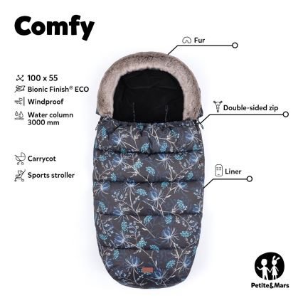 PETITE&MARS - SET Baby voetenzak 4in1 COMFY + stroller hand muffs FURRY Pastel Peach