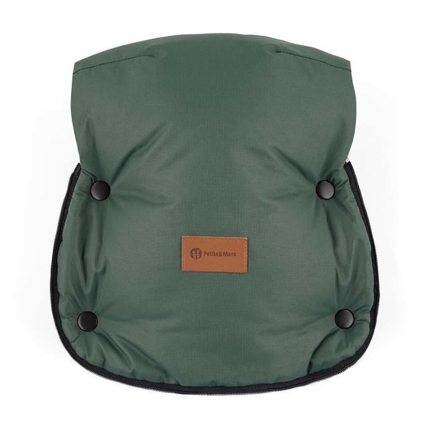 PETITE&MARS - SET Babyvoetenzak 4-in-1 COMFY + FURRY Khaki handmoffen voor kinderwagen