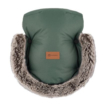 PETITE&MARS - SET Babyvoetenzak 4-in-1 COMFY + FURRY Khaki handmoffen voor kinderwagen