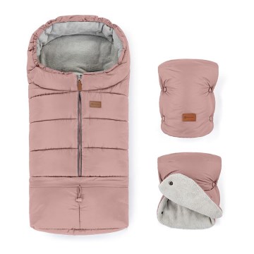 PETITE&MARS - SET Kinder voetenzak 3-in-1 JIBOT + muffs voor kinderwagen JASIE roze