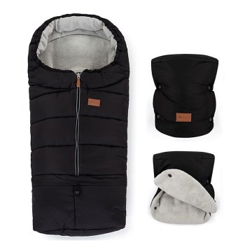 PETITE&MARS - SET Kinderwagenfußsack 3-in-1 JIBOT + Handwärmer für Kinderwagen JASIE zwart