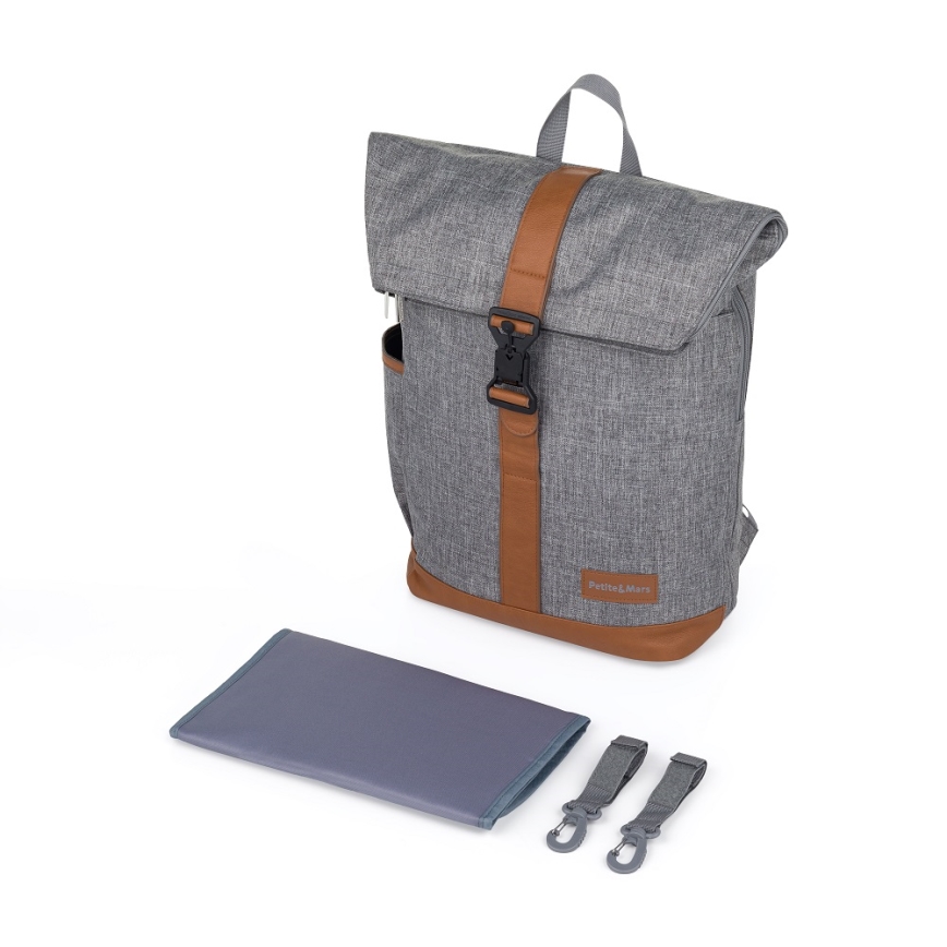PETITE&MARS - Veranderende rugzak voor kinderwagen JACKOB grijs