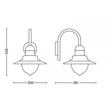 Philips 01652/06/PN - Buitenwandlamp MYGARDEN RAINDROP 1xE27/53W/230V IP44
