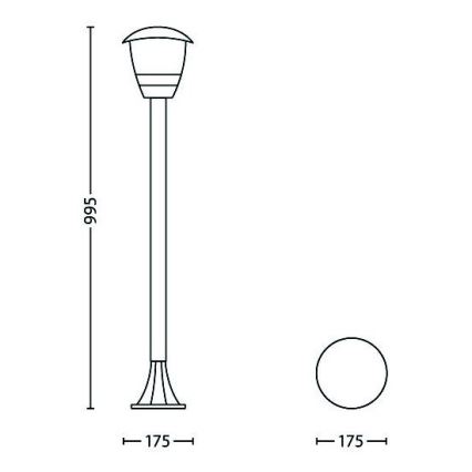 Philips 15383/31/16 - Buitenlamp MYGARDEN CREEK 1xE27/60W/230V IP44