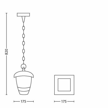 Philips 15386/30/16 - Hanglamp kroonluchter voor buiten MYGARDEN CREEK 1xE27/60W/230V zwart