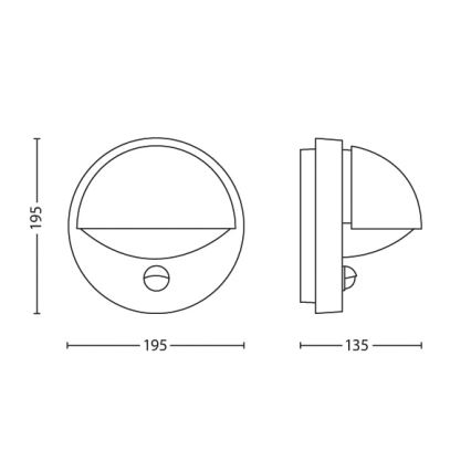 Philips - Wand Lamp voor Buiten met Sensor E27/12W IP44