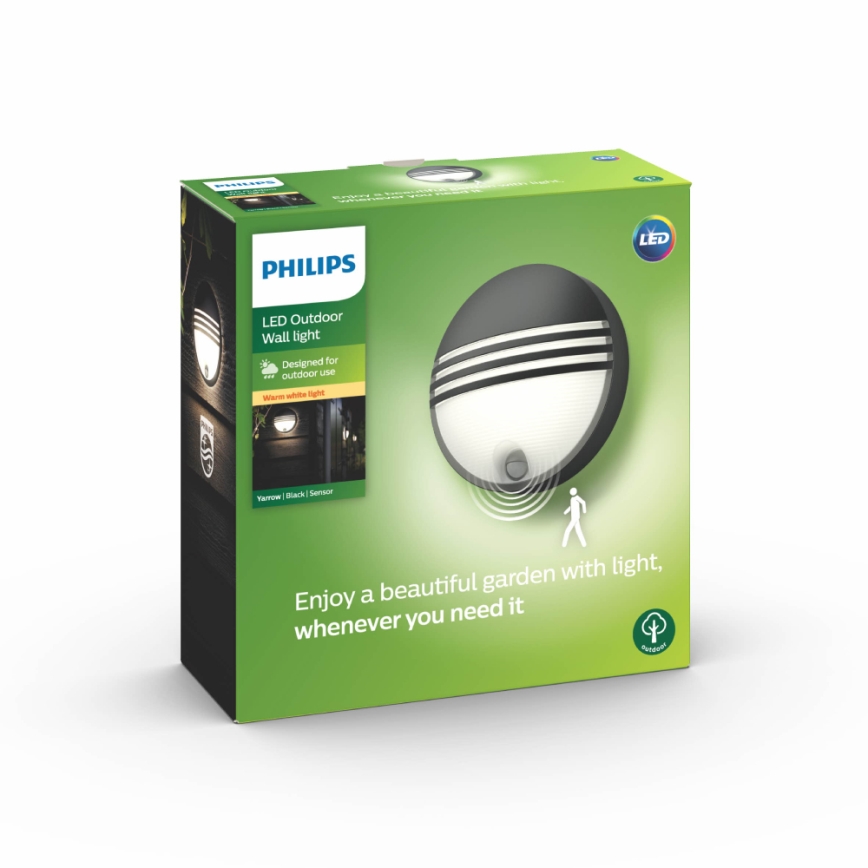 Philips - LED buitenwandlamp met sensor, 6W, 230V, IP44