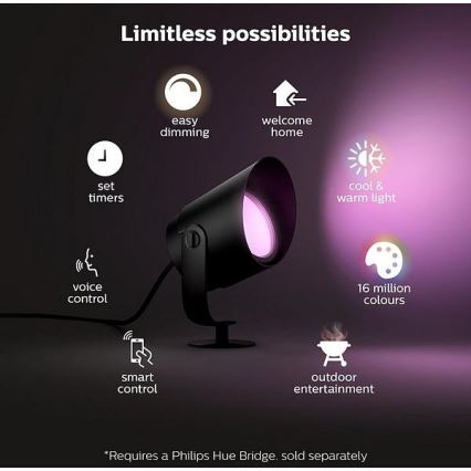 Philips - LED RGB Dimbare buitenlamp Hue LILY LED/15W/230V IP65