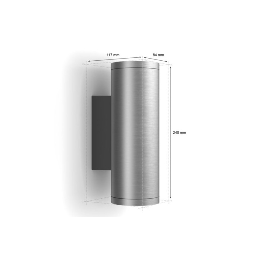 Philips - LED RGBW Dimbare wandlamp voor buiten Hue APPEAR 2xLED/8W/230V IP44