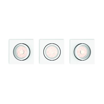 Philips - SET van 3 dimbare LED RGBW inbouwspots 1x GU10/4,8W/230V wit + afstandsbediening