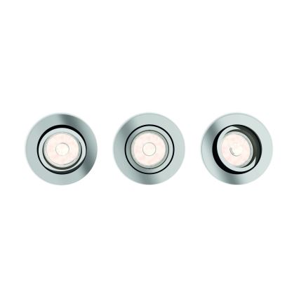 Philips - Set van 3 LED RGBW dimbare inbouwspots 1xGU10/4,8W/230V glanzend chroom + afstandsbediening
