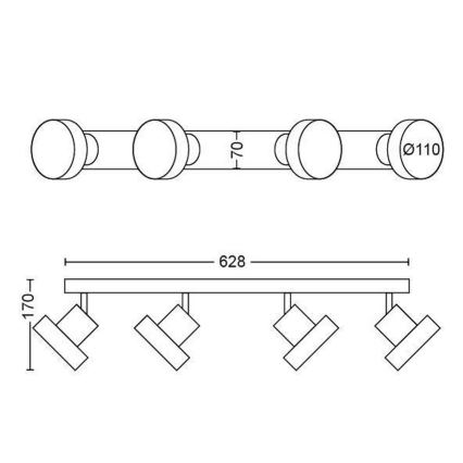 Philips 50604/30/P0 - LED Spot BUKKO 4xLED/4,3W/230V