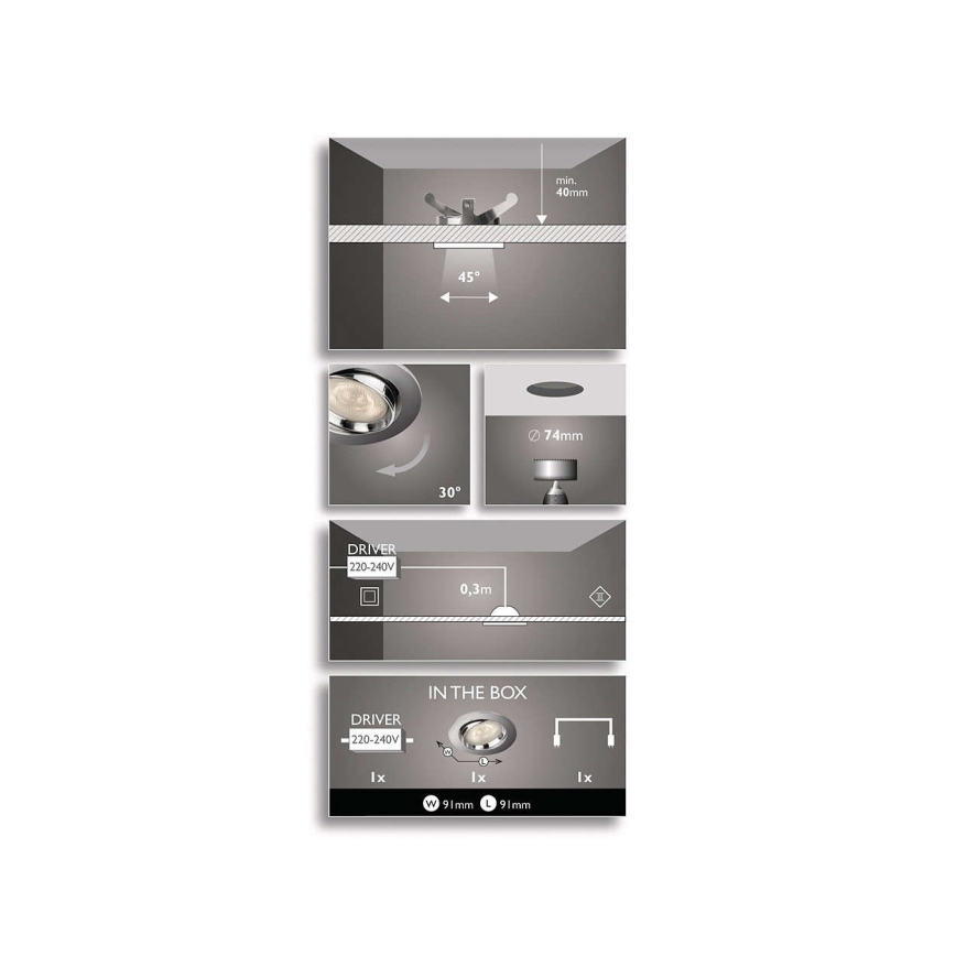 Philips 59031/11/16 - LED Inbouwspot MYLIVING ELLIPSE 1xLED/3W chroom