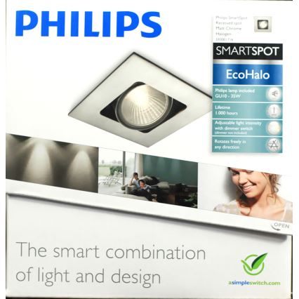 Philips 59300/17/16 - LED Inbouwspot badkamer MYLIVING ACAMAR 1xGU10/6W/230V + 1xGU10/35W GRATIS