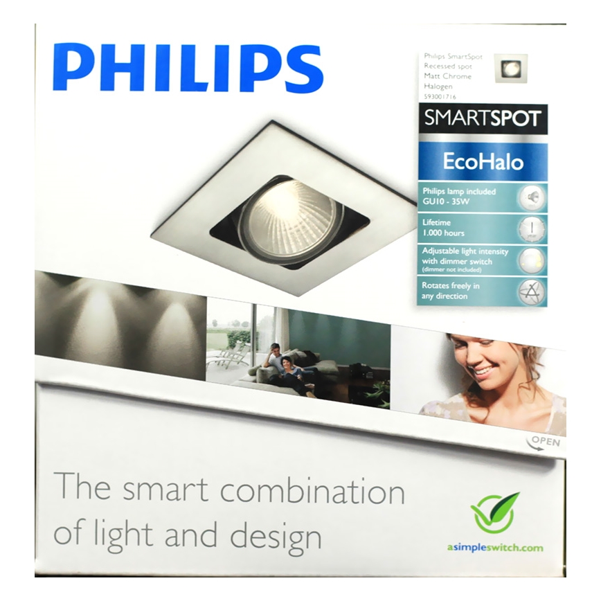 Philips 59300/17/16 - LED Inbouwspot badkamer MYLIVING ACAMAR 1xGU10/6W/230V + 1xGU10/35W GRATIS