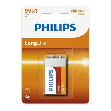 Philips 6F22L1B/10 - Zinkchloride batterij 6F22 LONGLIFE 9V 150mAh