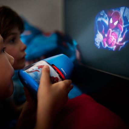 Philips 71769/40/16 - LED Nachtlamp en projector MARVEL SPIDER MAN LED/0,1W/3xAA