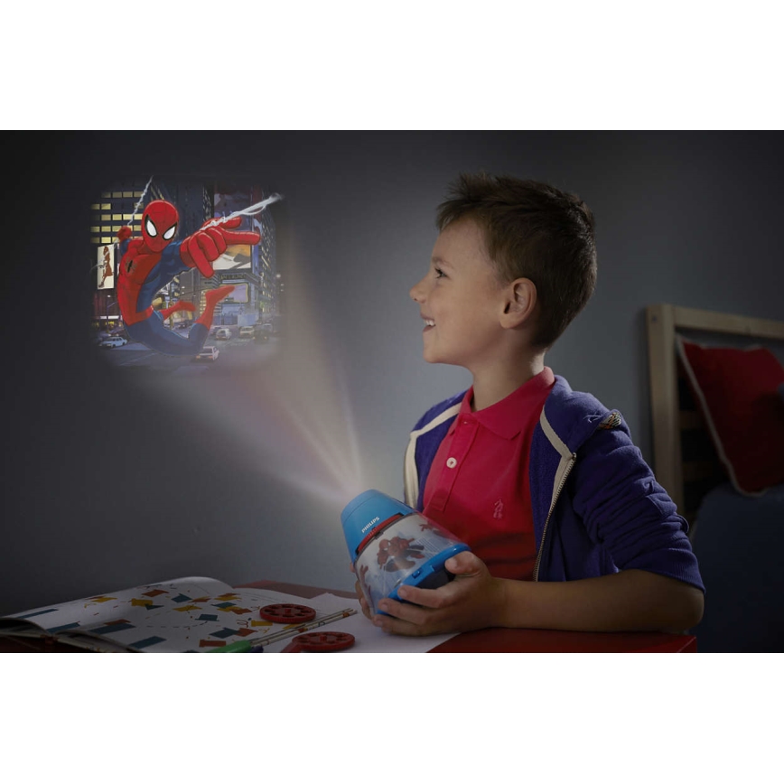 Philips 71769/40/16 - LED Nachtlamp en projector MARVEL SPIDER MAN LED/0,1W/3xAA