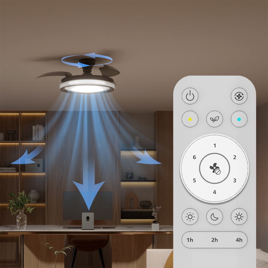 Philips - BLISS dimbare LED-plafondlamp met ventilator, 35W/230V, zwart + afstandsbediening