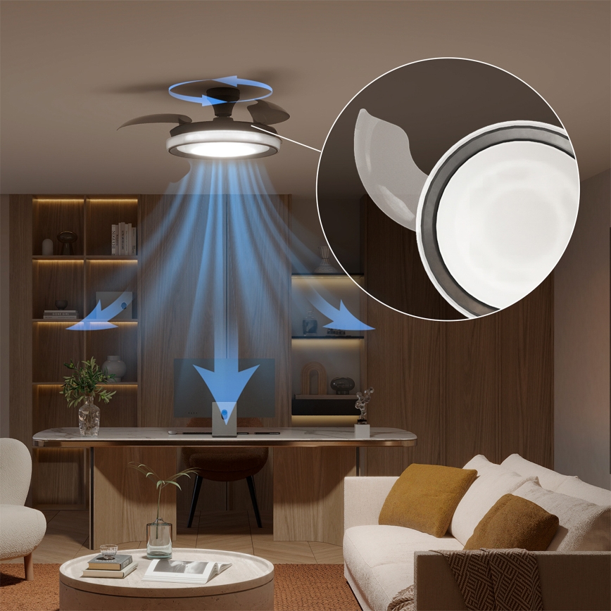 Philips - BLISS dimbare LED-plafondlamp met ventilator, 35W/230V, zwart + afstandsbediening