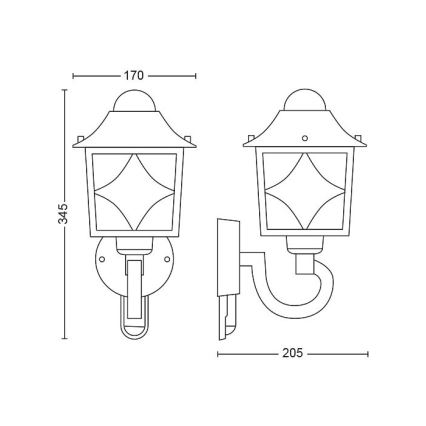 Philips - Buitenwandlamp met sensor 1x E27 / 60W / 230V IP44