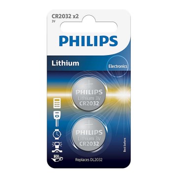 Philips CR2032P2/01B - 2 st. Lithium knoopcel batterij CR2032 MINICELLS 3V 240mAh