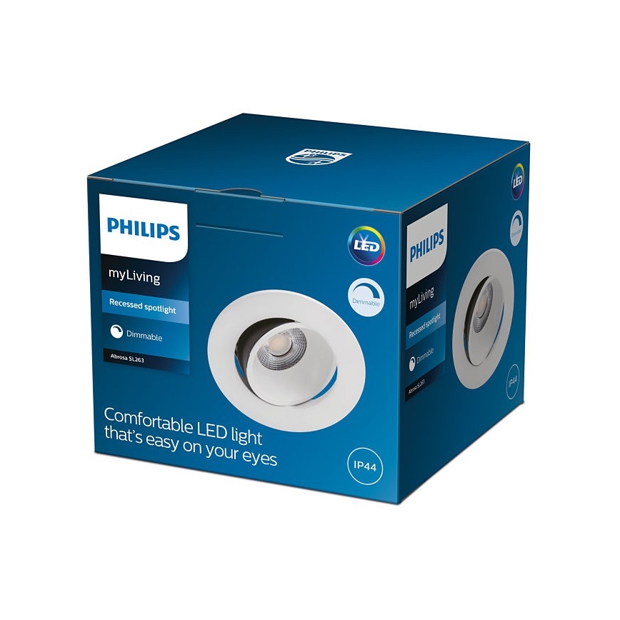 Philips - Dimbare LED Badkamer Inbouw Lamp ABROSA 1xLED/9W/230V IP44