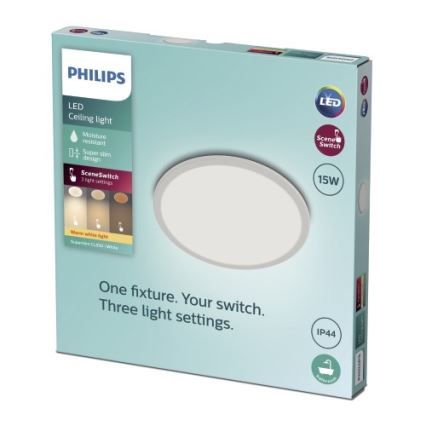 Philips - Dimbare LED Badkamer Plafond Lamp SCENE SWITCH LED/15W/230V IP44 2700K