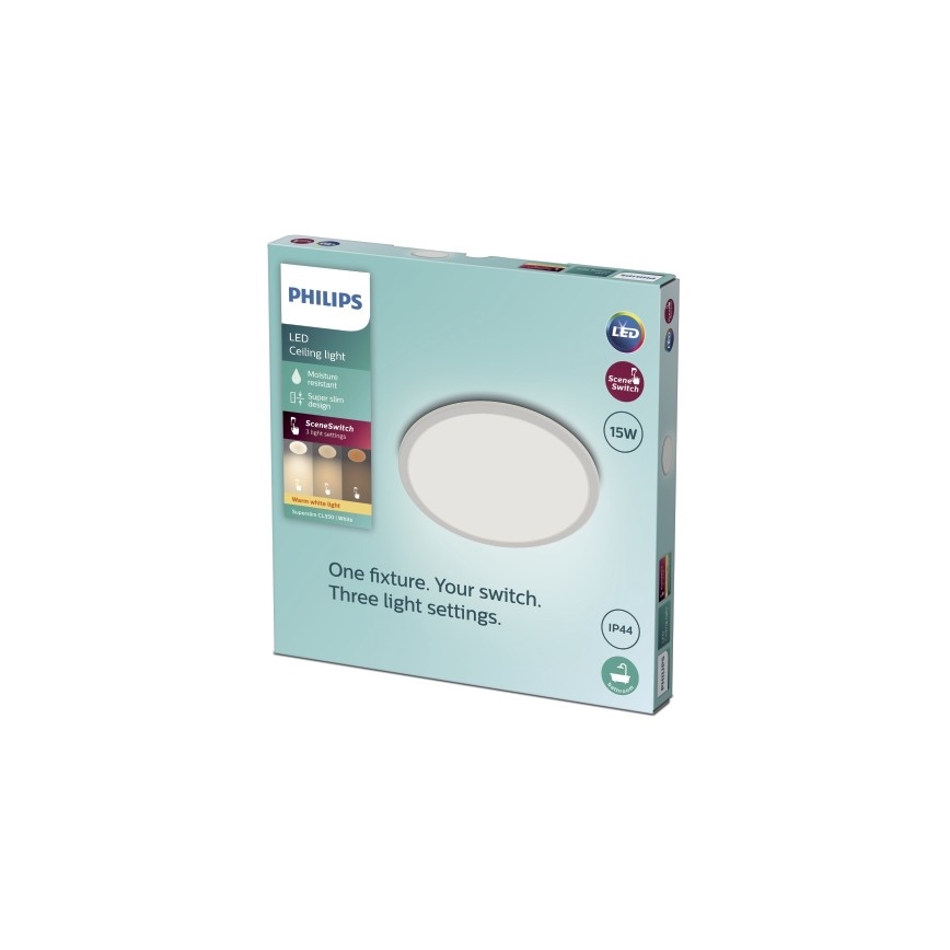 Philips - Dimbare LED Badkamer Plafond Lamp SCENE SWITCH LED/15W/230V IP44 2700K
