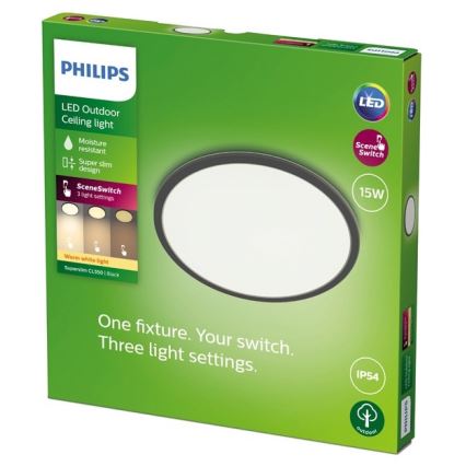 Philips - Dimbare LED buitenverlichting SUPERSLIM SCENE SWITCH LED/15W/230V IP54 zwart