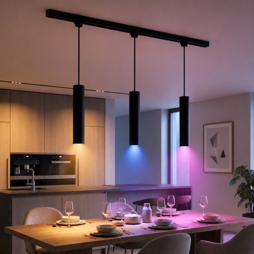 Philips - LED RGBW dimbare hanglamp aan kabel voor het EASYLINK HUE-railsysteem 3xGU10/4,7W/230V 2200-6500K 1m zwart