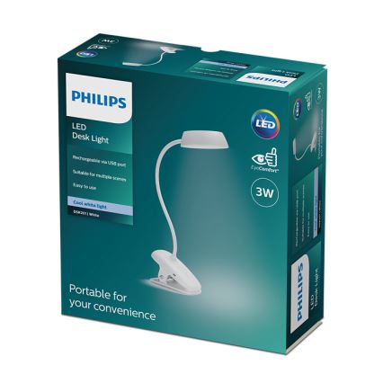 Philips - Dimbare LED Lamp met een Clip DONUTCLIP LED/3W/5V CRI 90 wit