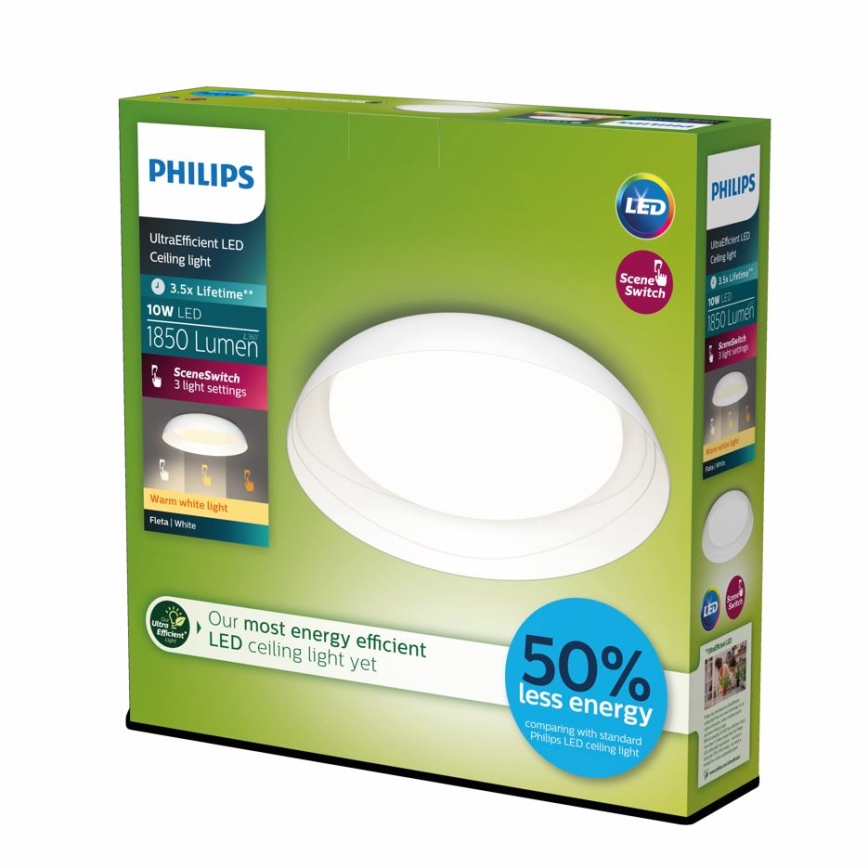 Philips - Dimbare LED plafondlamp FLETA SCENE SWITCH LED/10W/230V 2700K wit