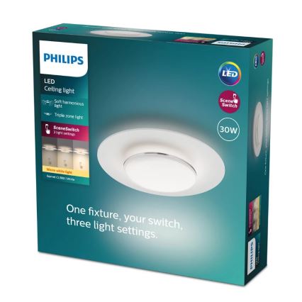 Philips- Dimbare LED Plafondlamp SCENE SWITCH LED/30W/230V 2700K zilver