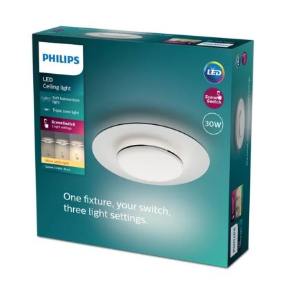 Philips- Dimbare LED Plafondlamp SCENE SWITCH LED/30W/230V 2700K zwart