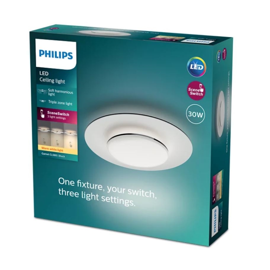 Philips- Dimbare LED Plafondlamp SCENE SWITCH LED/30W/230V 2700K zwart